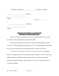 Document preview: Request for Order to Appear for Hearing in Aid of Execution - Kansas