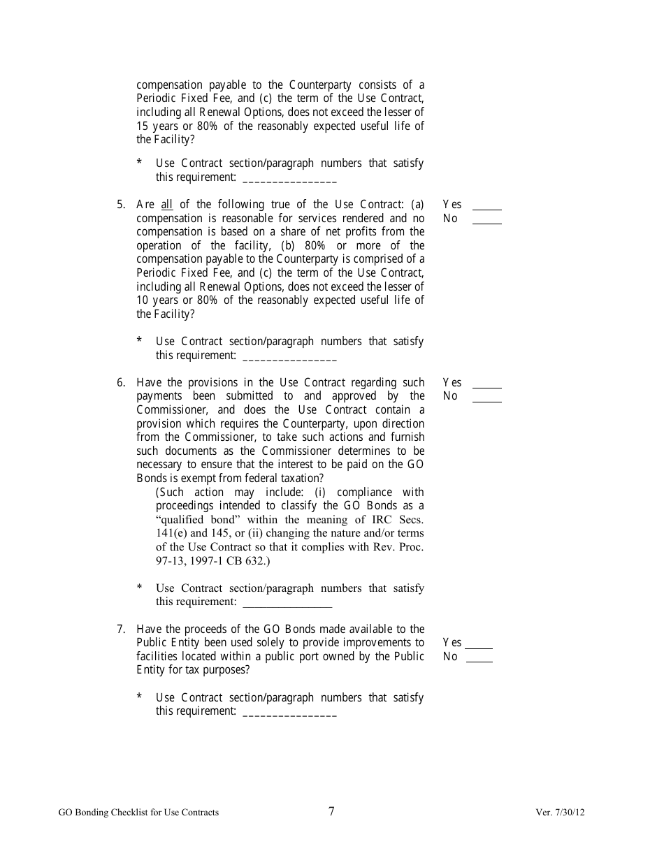 G. O. Compliance Checklist for Use Contracts - Minnesota, Page 7