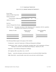 Document preview: G. O. Compliance Checklist for Sale of G.o. Bond Financed Property - Minnesota