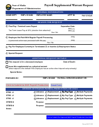 Document preview: Payroll Supplemental Warrant Request - Alaska