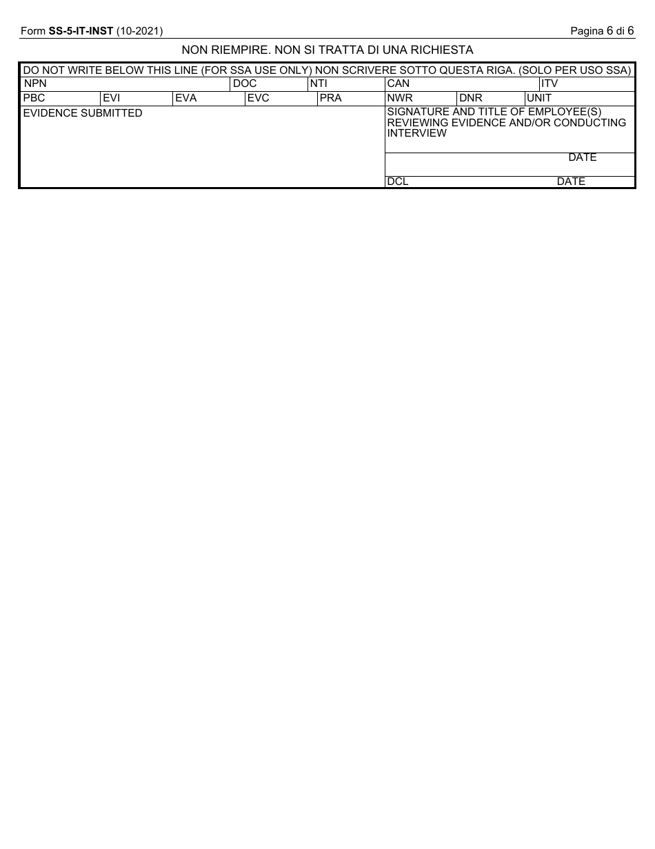 Instructions for Form SS-5 Application for a Social Security Card (Italian), Page 6