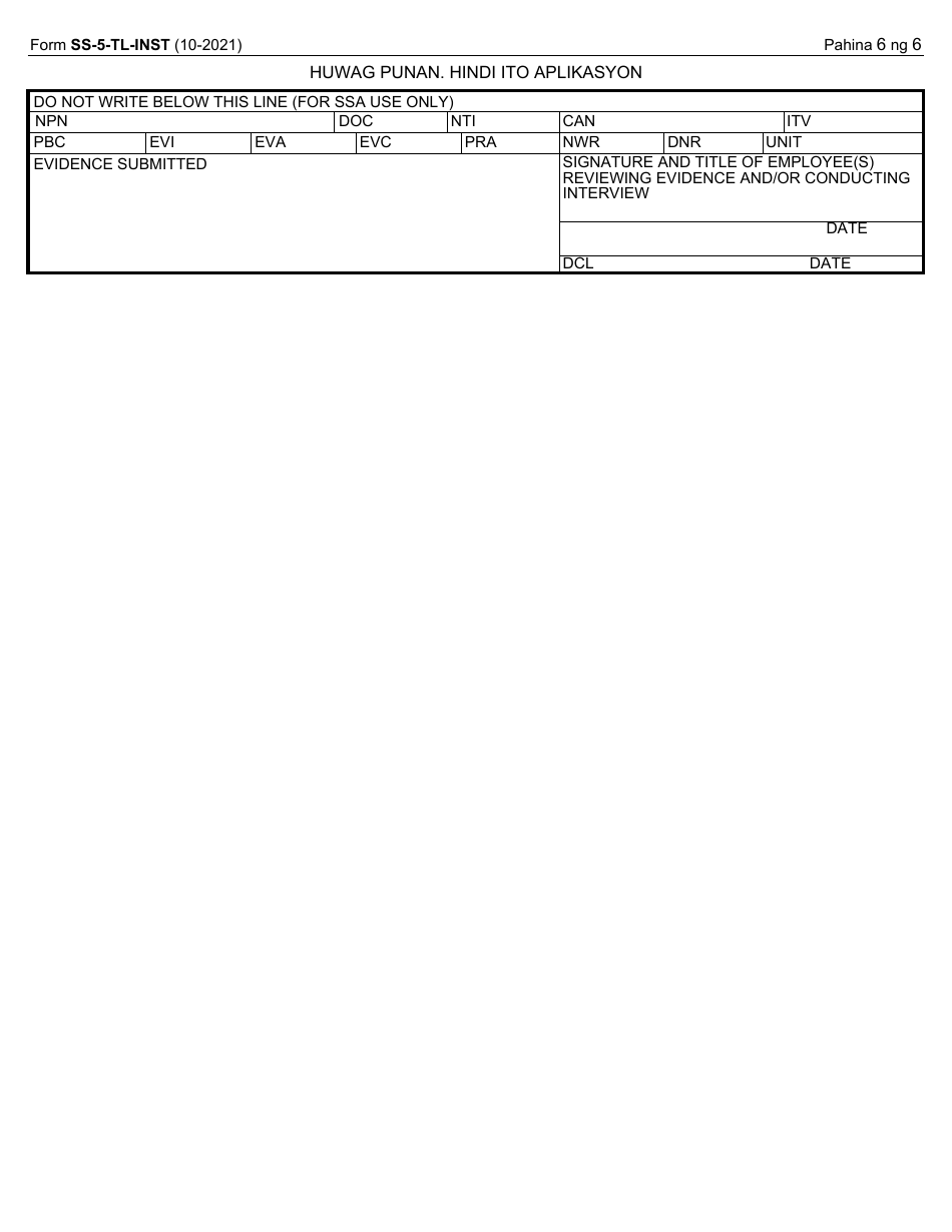 Instructions for Form SS-5 Application for a Social Security Card (Tagalog), Page 6