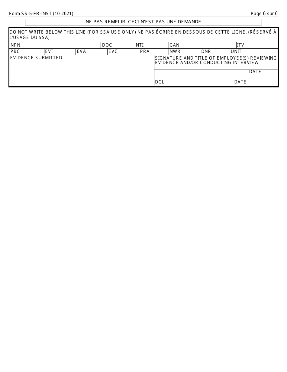 Instructions for Form SS-5 Application for a Social Security Card (French), Page 6
