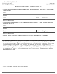 Formulario SSA-437-BK-SP Formulario Para Querellas De Alegaciones De Discriminacion En Los Programas De La Administracion Del Seguro Social (Spanish), Page 3