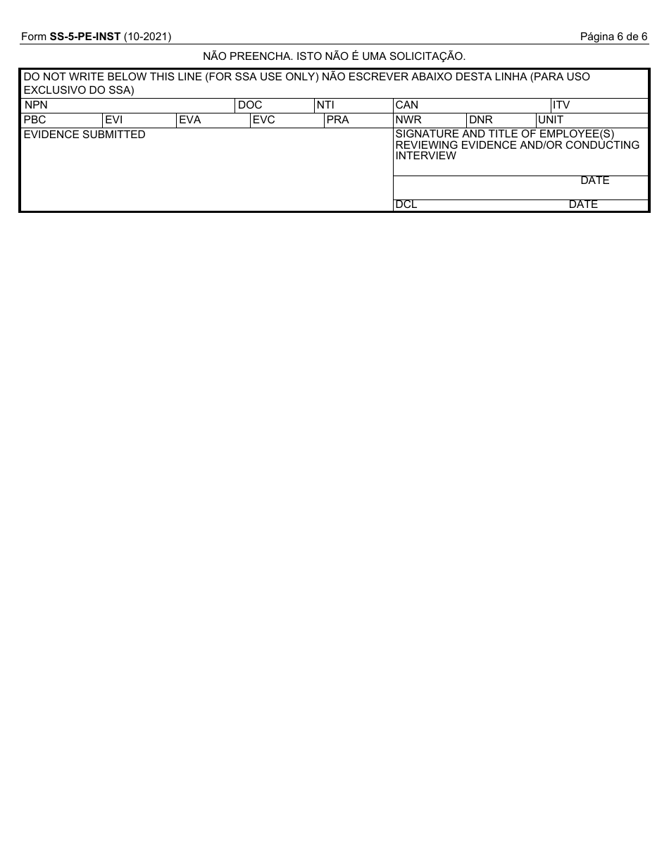Instructions for Form SS-5-PE Application for a Social Security Card (Portuguese), Page 6