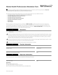 Document preview: Form HCA13-951 Mental Health Professionals Attestation Form - Washington
