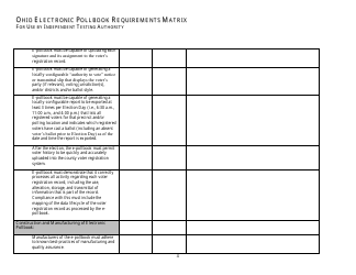 Ohio Electronic Pollbook Requirements Matrix for Use by Independent Testing Authority, Page 4