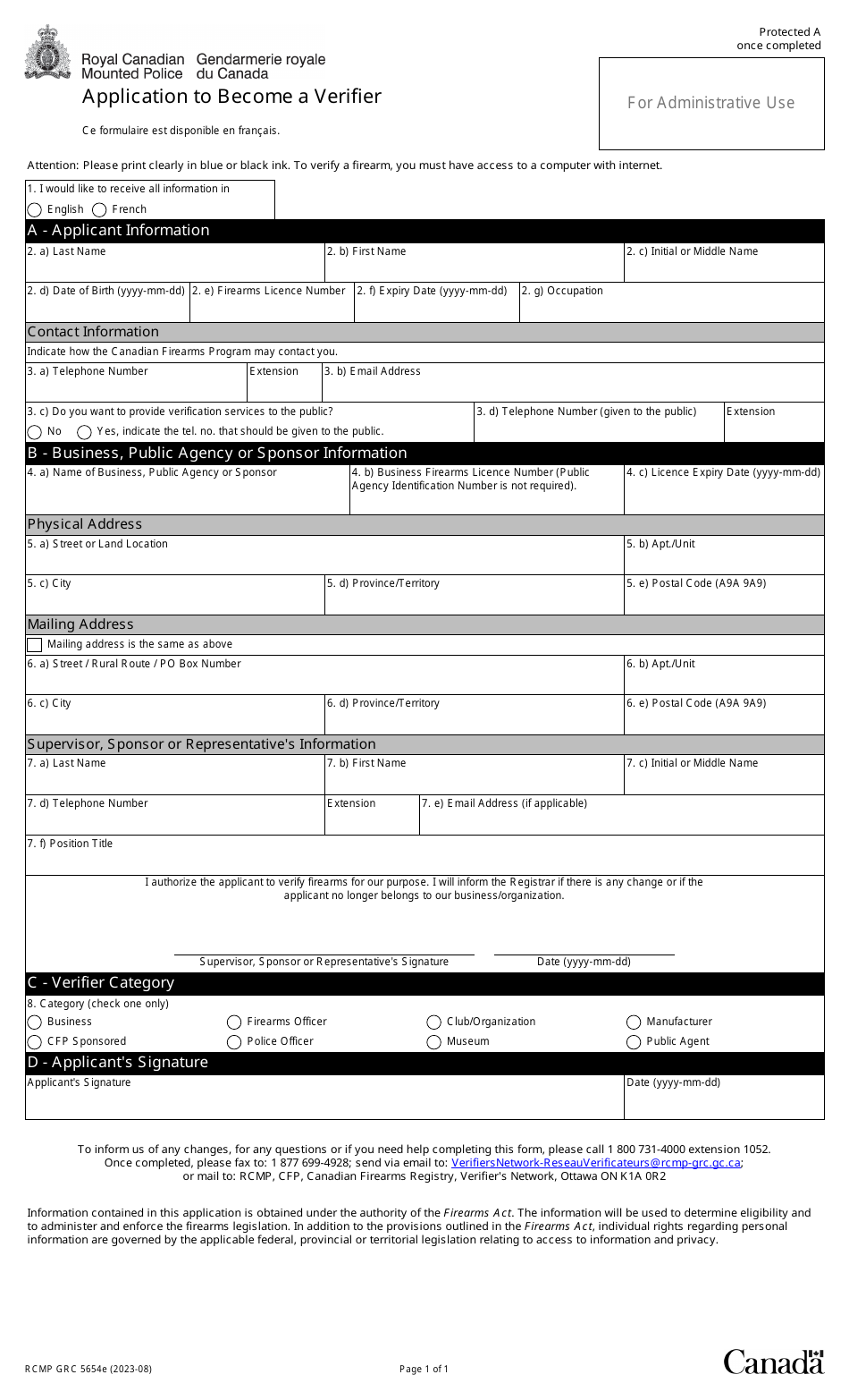 Form Rcmp Grc5654e Fill Out Sign Online And Download Fillable Pdf Canada Templateroller 8601