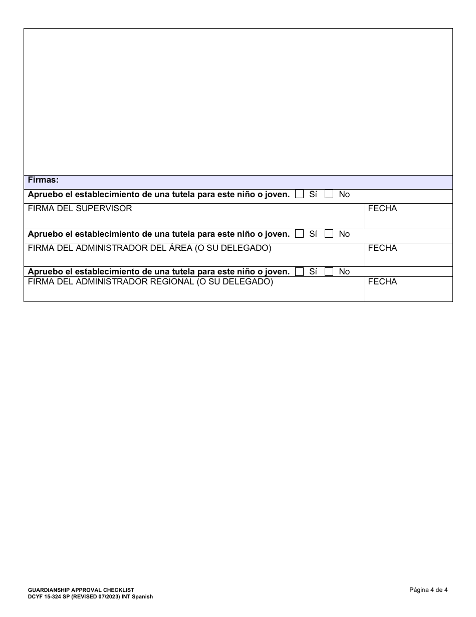 DCYF Formulario 15-324 Lista De Comprobacion Para Aprobacion De Tutela - Washington (Spanish), Page 4