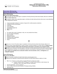 DCYF Form 15-820 Tuberculosis (Tb) Screening - Washington (English/Spanish)
