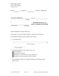 Document preview: Form CC6:12 Motion to Seal an Adult Criminal Record - Nebraska