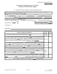 Form 1262 Public Water System Capacity Assessment Form for Private (For Profit) Water Systems - Mississippi