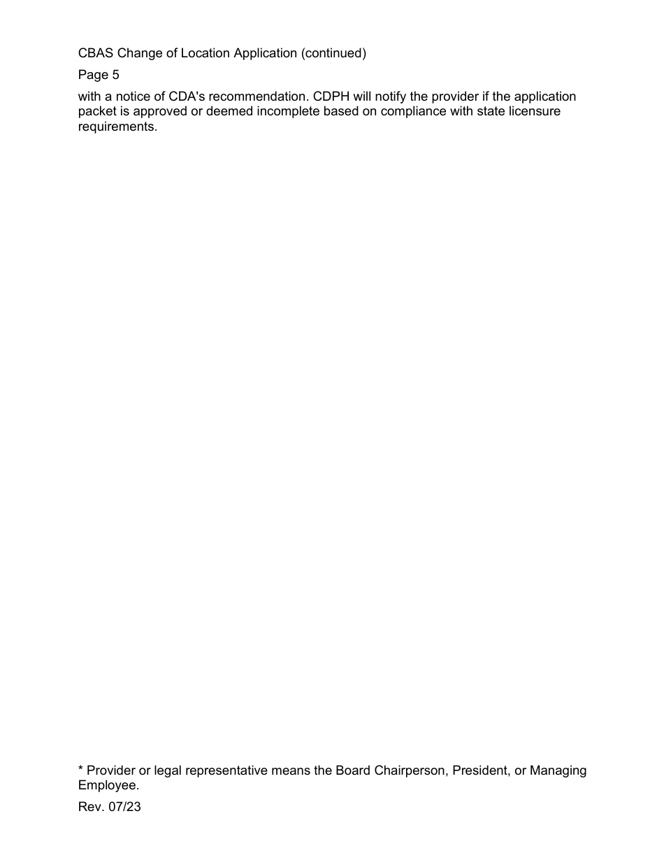 Community-Based Adult Services (Cbas) Change in Location Application Instructions - California, Page 5