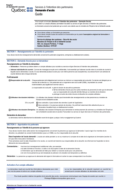 Forme 2490 Services a L'intention DES Partenaires - Demande D'acces - Quebec, Canada (French)