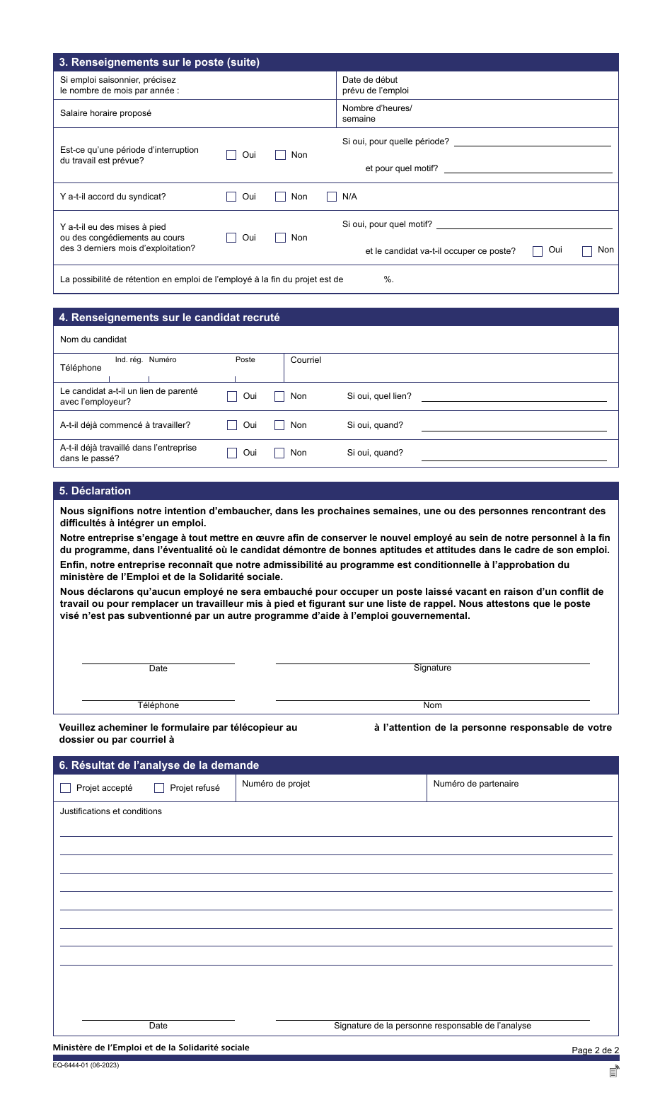 Forme EQ-6444-01 Download Fillable PDF or Fill Online Demande De ...