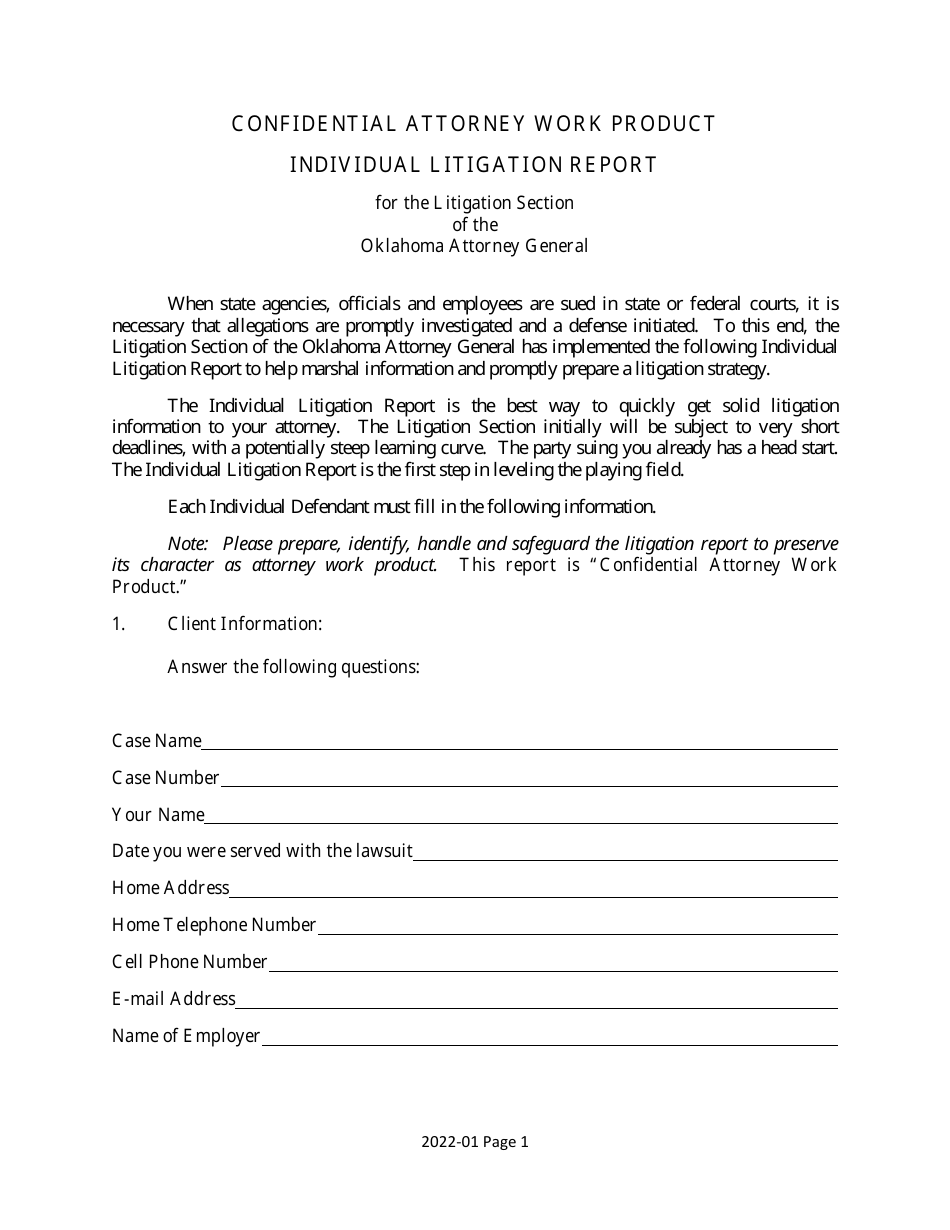 Individual Litigation Report - Oklahoma, Page 3