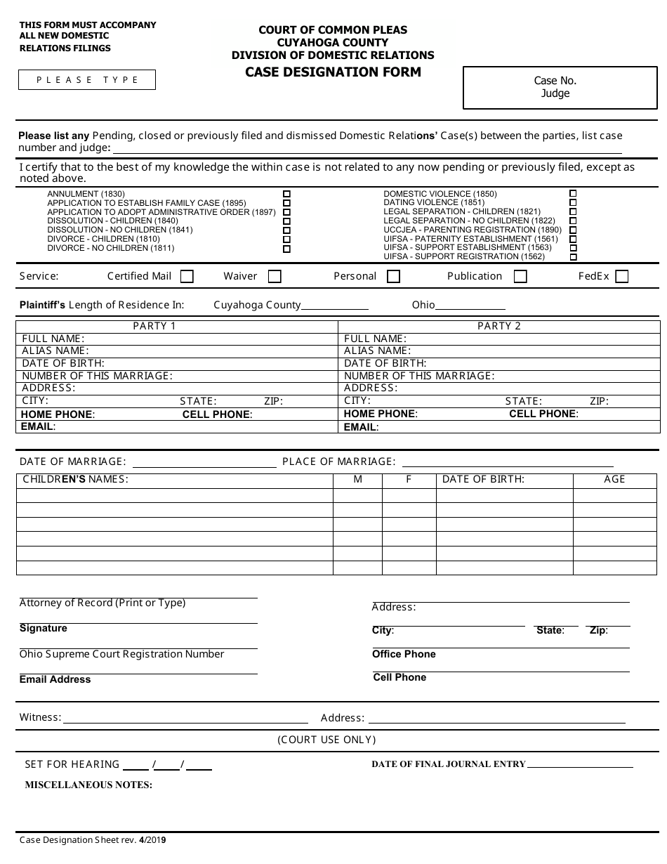 Application for Parental Rights  Responsibilities - Cuyahoga County, Ohio, Page 2