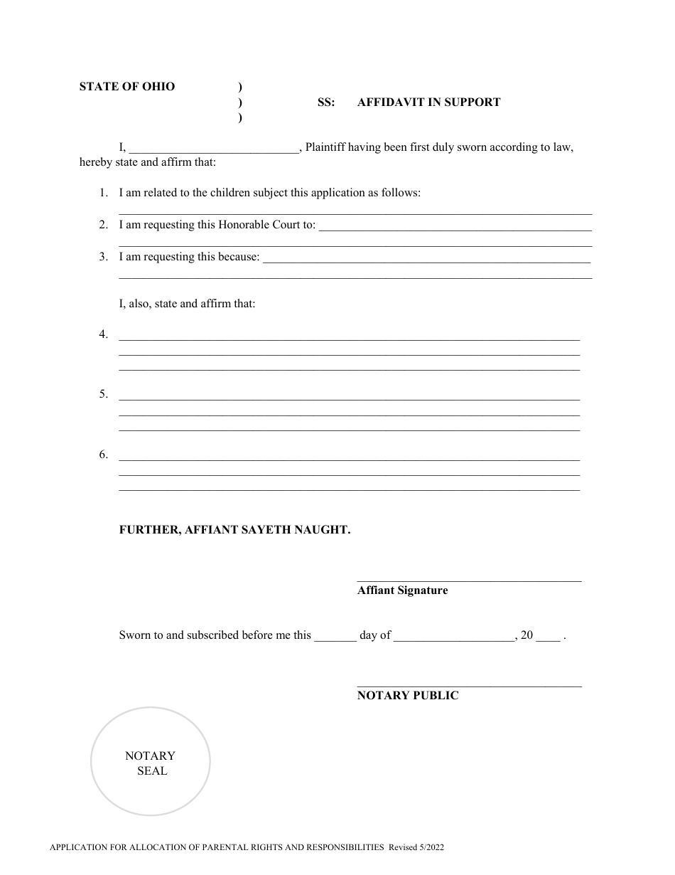 Application for Parental Rights  Responsibilities - Cuyahoga County, Ohio, Page 7