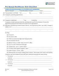 Form W-1 Pre-annual Healthcare Visit Checklist - Virginia, Page 2