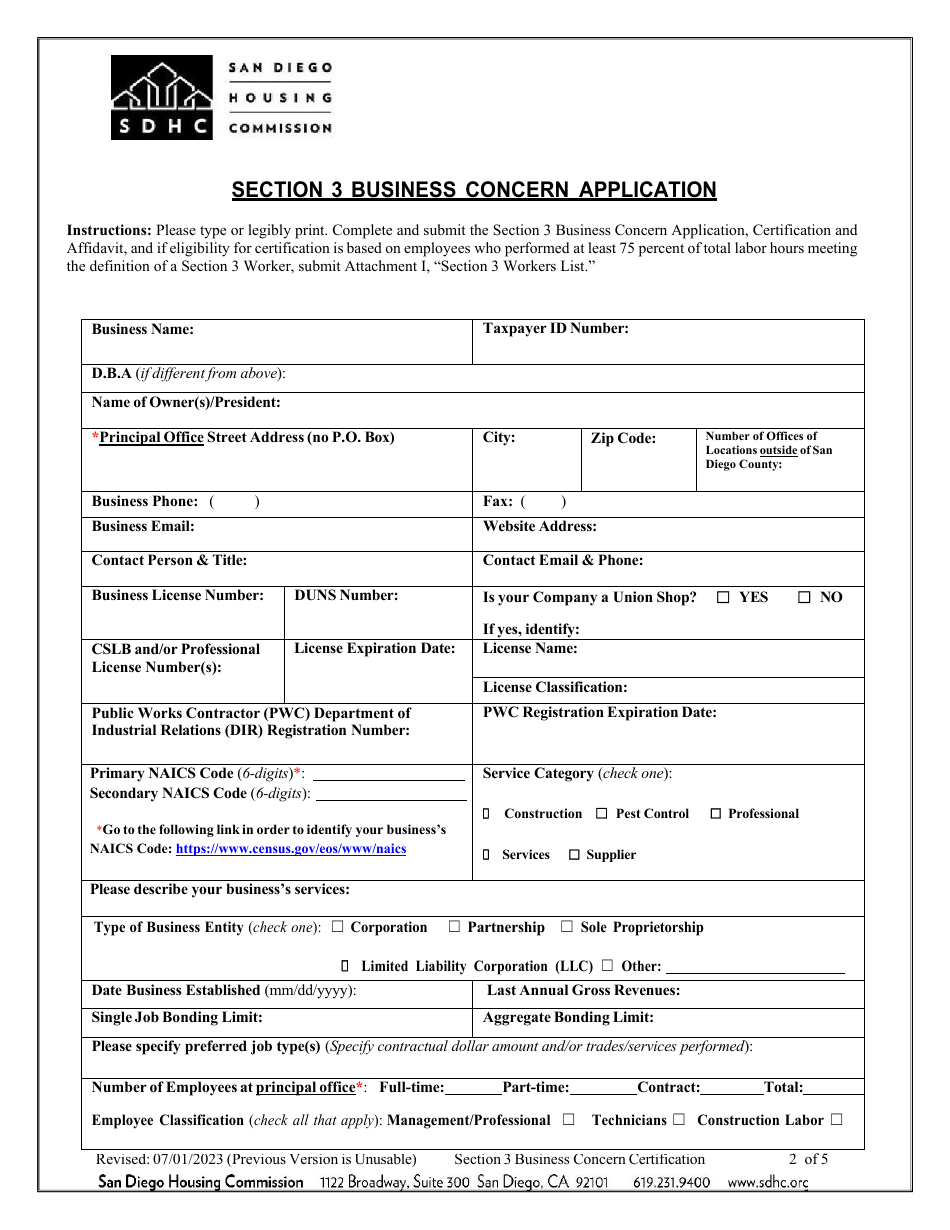 Section 3 Business Concern Certification - City of San Diego, California, Page 2