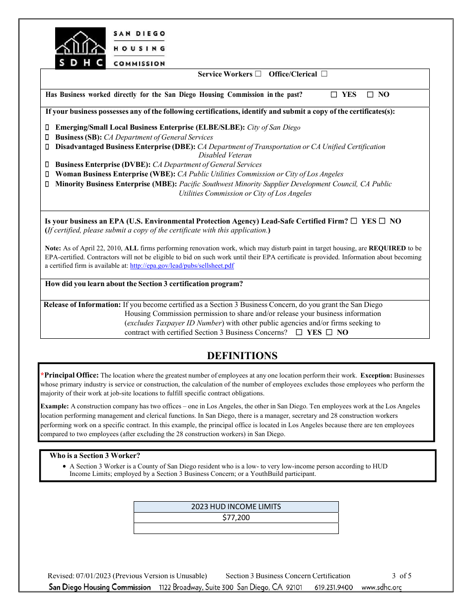 Section 3 Business Concern Certification - City of San Diego, California, Page 3