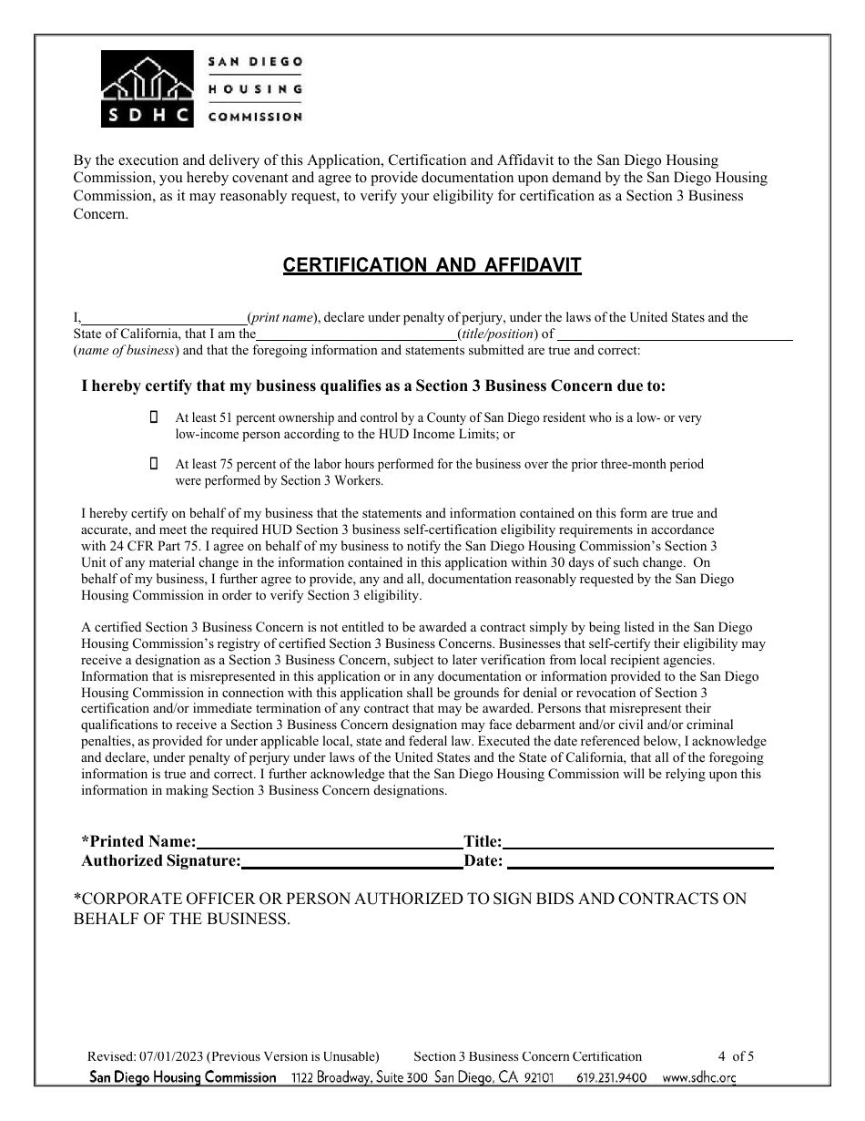 Section 3 Business Concern Certification - City of San Diego, California, Page 4