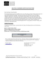 Section 3 Worker Certification Form - City of San Diego, California