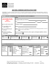 Section 3 Worker Certification Form - City of San Diego, California, Page 2