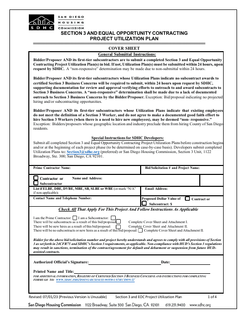 Section 3 and Equal Opportunity Contracting Project Utilization Plan - City of San Diego, California Download Pdf