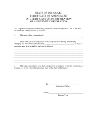 Certificate of Amendment of Certificate of Incorporation of an Exempt Corporation - Delaware, Page 3