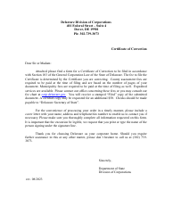 Certificate of Correction - Delaware