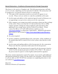 Certificate of Incorporation for Exempt Corporation - Delaware, Page 2