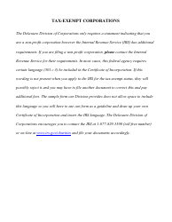 Certificate of Incorporation for Exempt Corporation - Delaware, Page 3