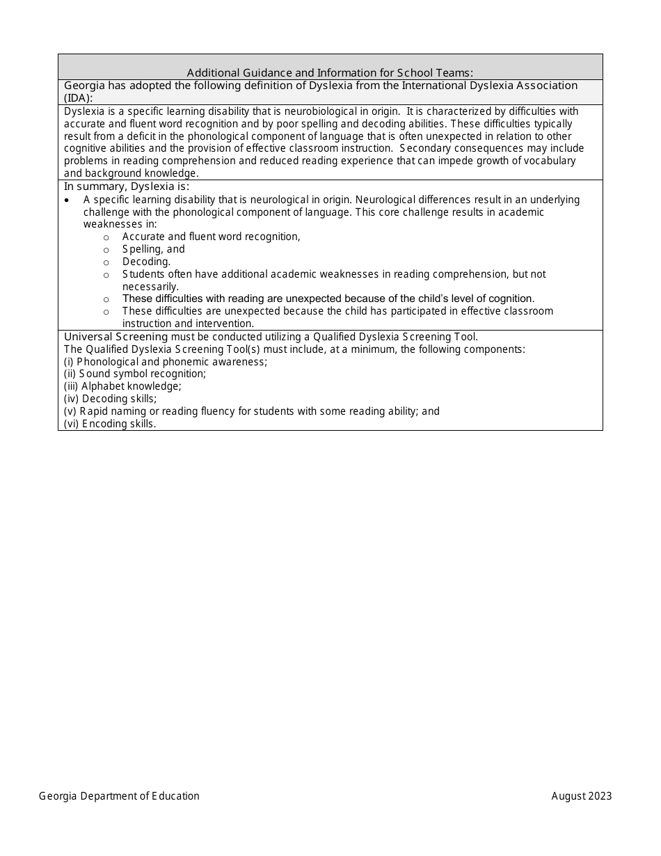 georgia-united-states-characteristics-of-dyslexia-rubric-fill-out