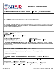 Document preview: Form AID502-1 Information Systems Inventory
