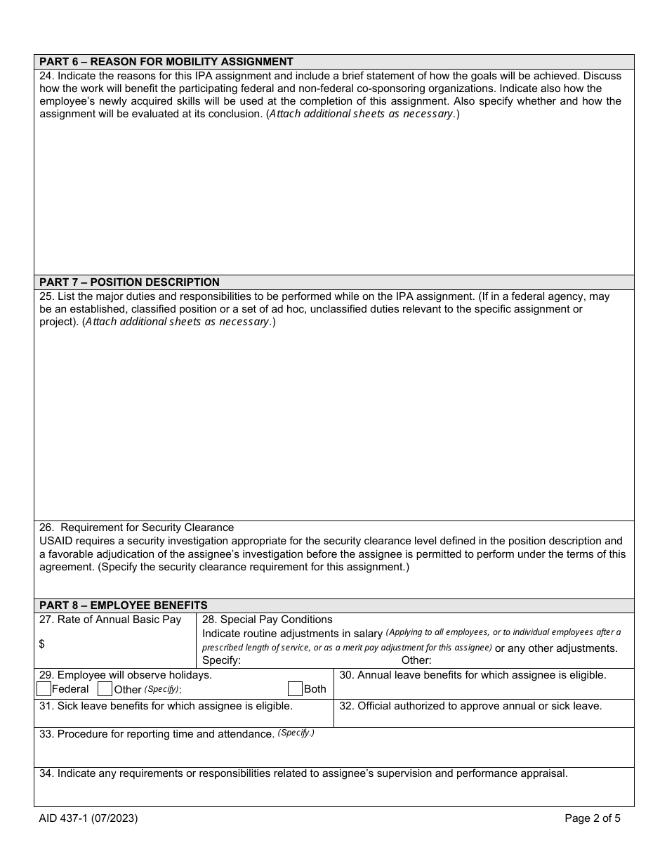 Form AID437-1 Intergovernmental Personnel Act (Ipa) Assignment Agreement, Page 2