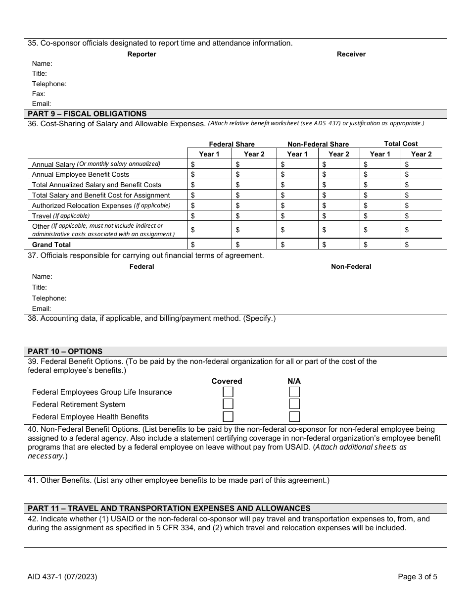 Form AID437-1 - Fill Out, Sign Online and Download Fillable PDF ...