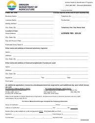 Document preview: Temporary One Day Horse Sale Application - Oregon