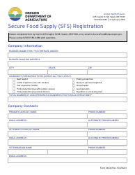 Secure Food Supply (Sfs) Registration - Oregon
