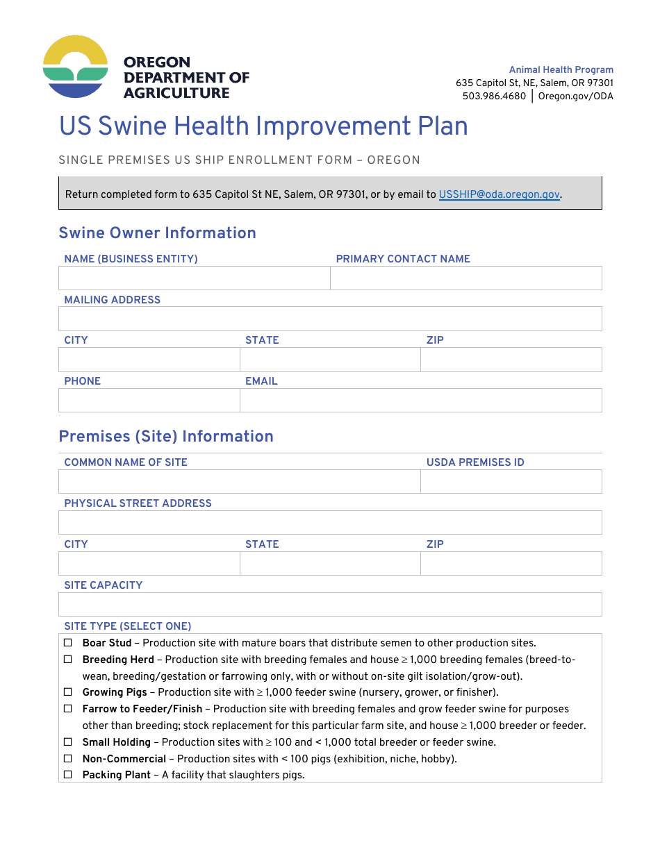 US Swine Health Improvement Plan - Oregon, Page 1