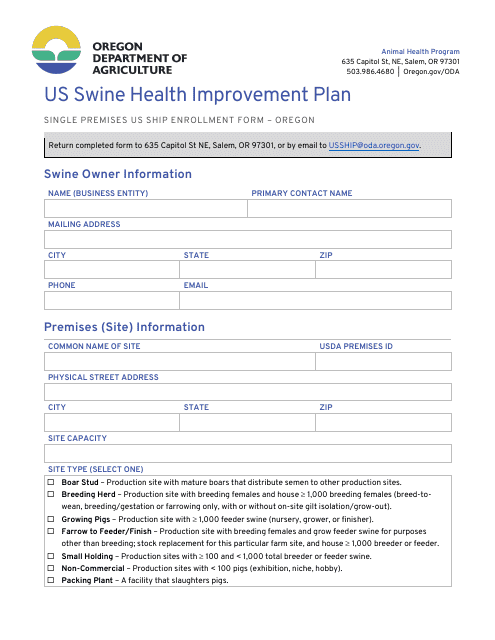 US Swine Health Improvement Plan - Oregon