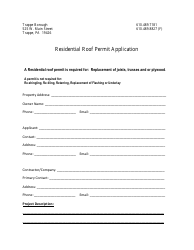 Document preview: Residential Roof Permit Application - Trappe Borough, Pennsylvania