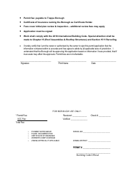 Non-residential Roof Permit Application - Trappe Borough, Pennsylvania, Page 2