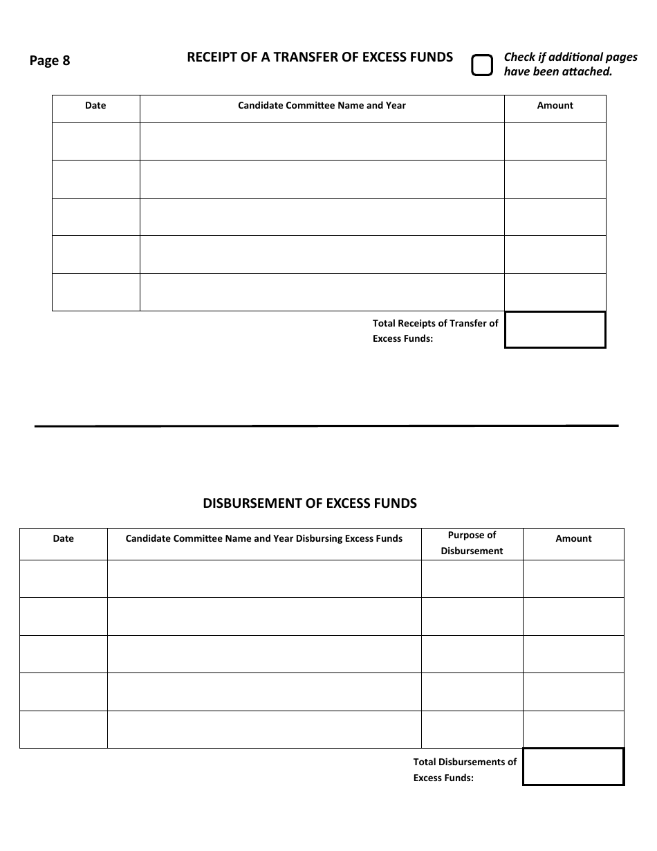 Official Form F-7 State of West Virginia Campaign Financial Statement (Long Form) - West Virginia, Page 8
