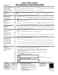 Document preview: Official Form F-1 Pre-candidacy Registration Form for All Statewide, Legislative, County, and Municipal Offices - West Virginia
