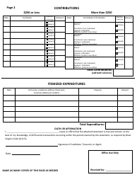Official Form F-7A State of West Virginia Campaign Financial Statement (Short Form) - West Virginia, Page 2