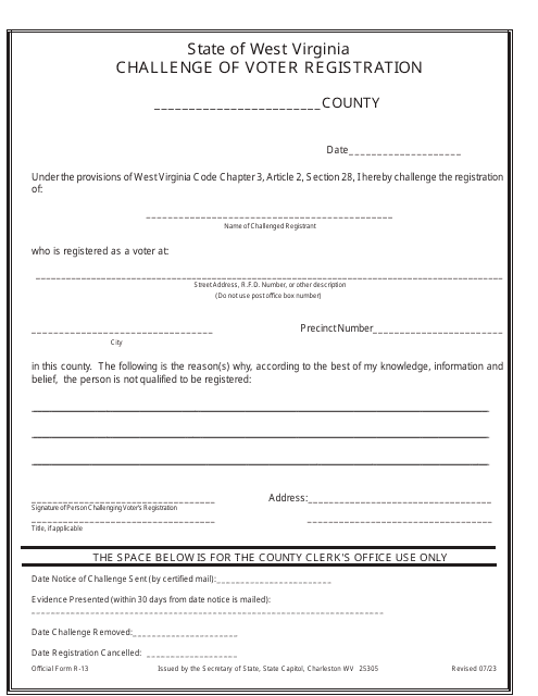 Official Form R-13  Printable Pdf
