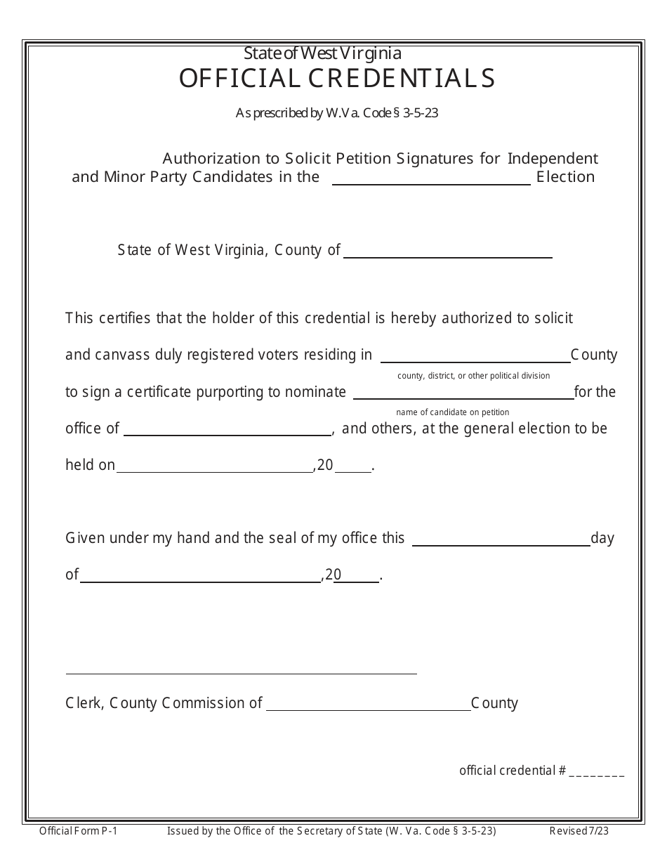 Official Form P-1 Download Printable PDF or Fill Online Official ...