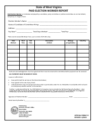Document preview: Official Form F-9 Paid Election Worker Report - West Virginia