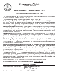 Document preview: Form ST-50 Temporary Sales Tax Certificate/Return (Use for Shows and Events Starting on and After July 1, 2023) - Virginia, 2023